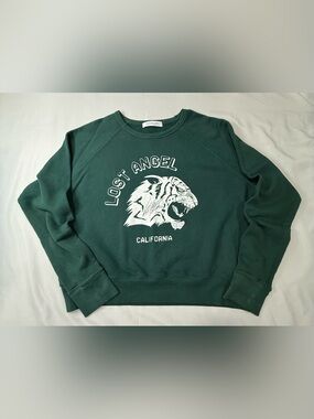 Daydreamer Dark Green Crewneck with White Tiger Print